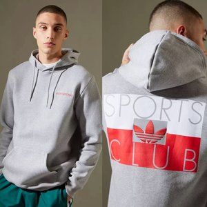 adidas Originals Sports Club Grey & Red Embroidered Hoodie
